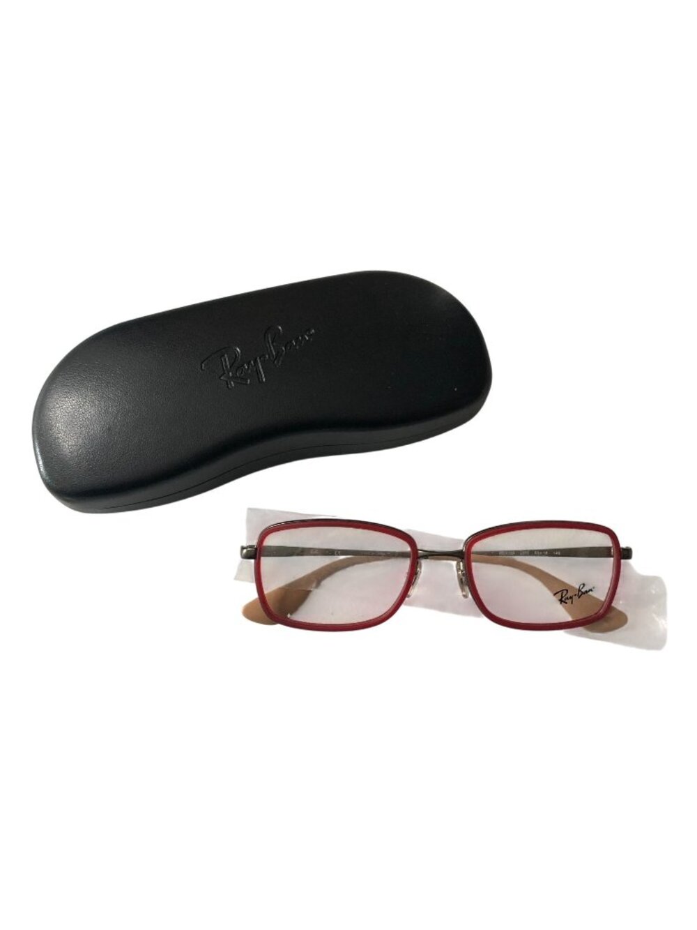 Ray-Ban RX6336 Eyeglasses Matte Red Metal Frame Black Leather Protective Case